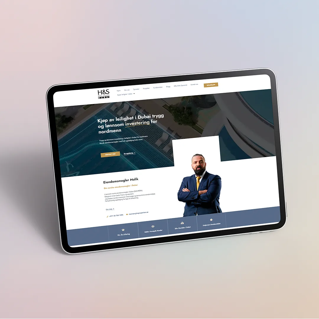 Professional business website design shown on a tablet