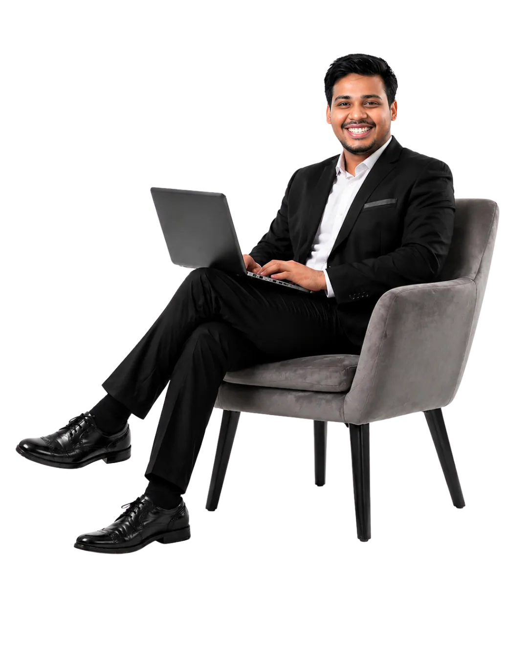 Shihab Mahmud, digital marketing consultant, working on a laptop